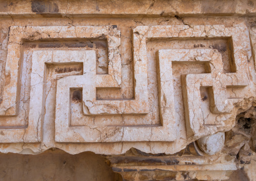 Cross carved in a stone in the archaeological site, Beqaa Governorate, Baalbek, Lebanon