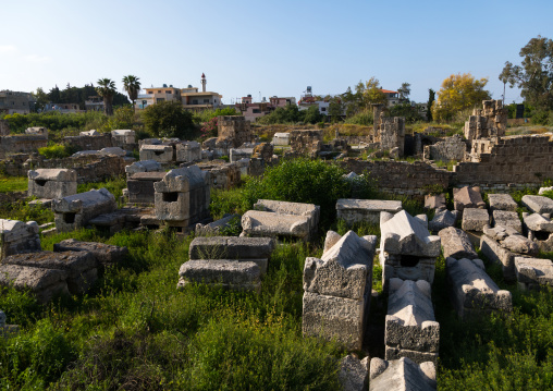 Old graves in the necropolis of El Bass archaeological site, South Governorate, Tyre, Lebanon