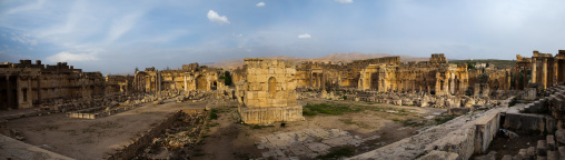 Panoramic view of the great court of the temple complex, Beqaa Governorate, Baalbek, Lebanon