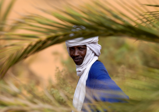 Portrait of a tuareg man in an oasis, Fezzan, Umm al-Maa, Libya
