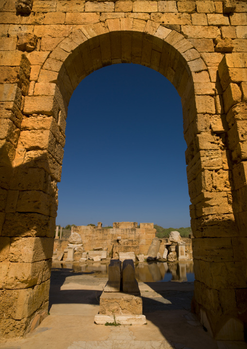 Hadrianic bath-house remains in leptis magna, Tripolitania, Khoms, Libya