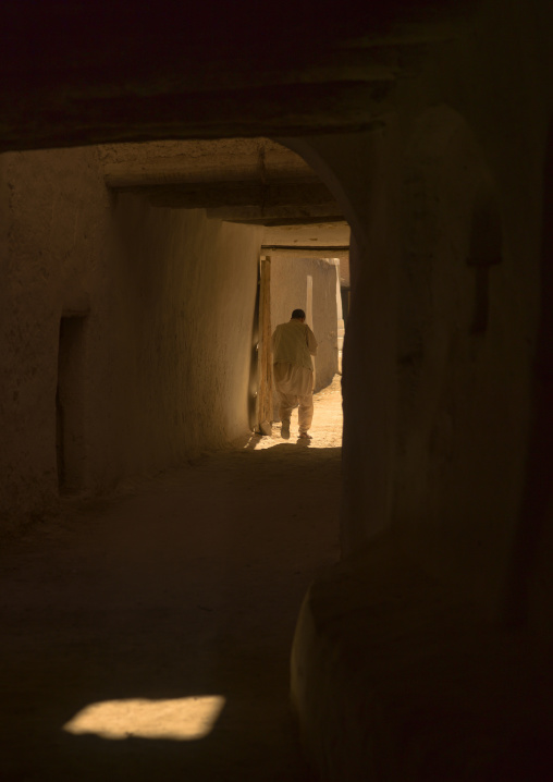 One man walking in the roofed streets, Tripolitania, Ghadames, Libya