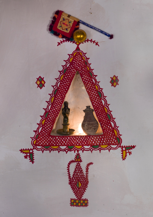 Berber eight-pointed star decorations on a wall, Tripolitania, Ghadames, Libya
