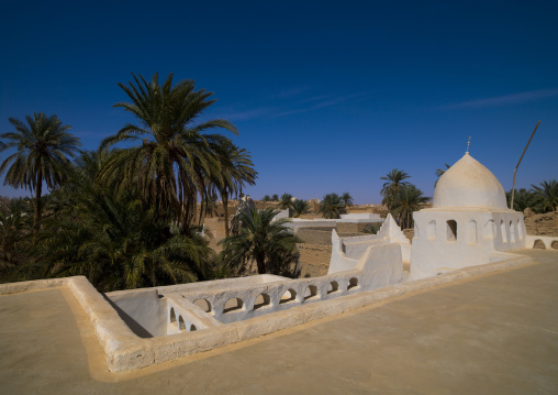 Old white mosque made of mud brick, Tripolitania, Ghadames, Libya
