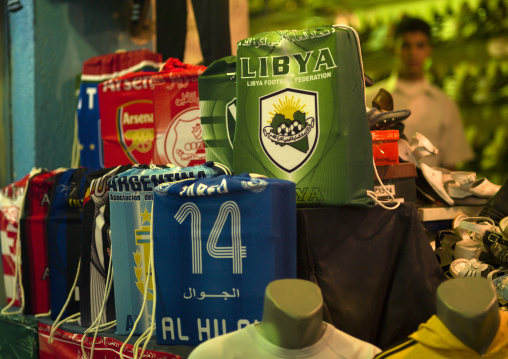 Football shirts sold in the market, Cyrenaica, Benghazi, Libya