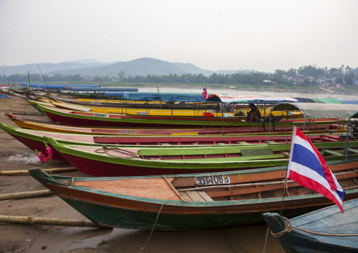 Border on the mekong river between laos and thailand, Houei xay, Laos