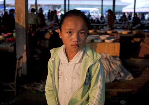 Girl in market, Muang sing, Laos