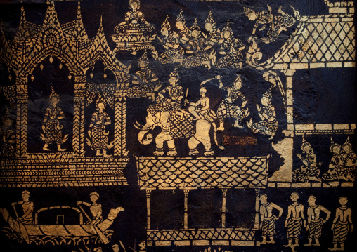 Decorations in temple vat xieng thong, Luang prabang, Laos