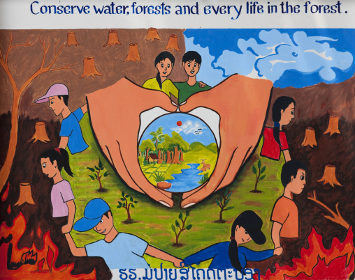 Ecology propaganda poster, Vientiane, Laos