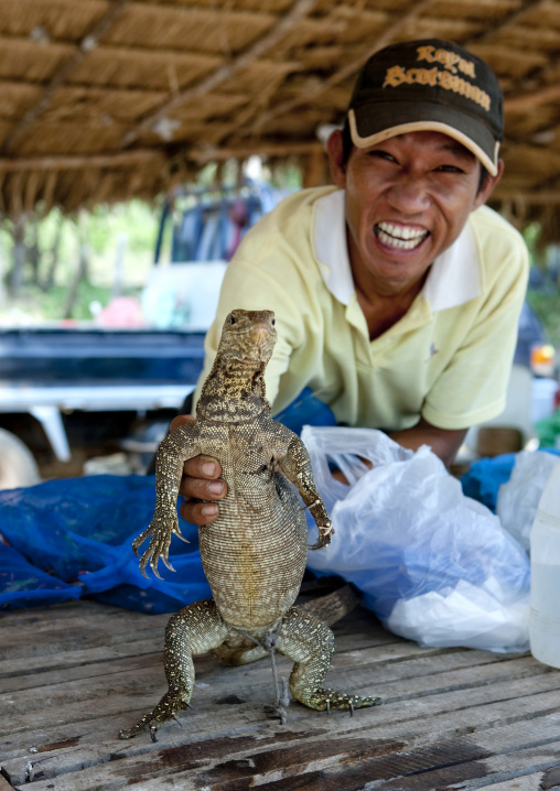 Big lizard for sale at market, Pakse, Laos