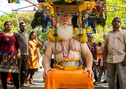 Carl, An Australian Hindu Devotee Carrying A Kavadi In Annual Thaipusam Religious Festival In Batu Caves, Southeast Asia, Kuala Lumpur, Malaysia