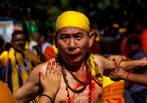 A Devotee During The Thaipusam Hindu Festival At Batu Caves, Southeast Asia, Kuala Lumpur, Malaysia