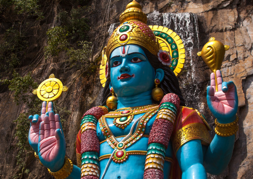 Colorful Statue Of Shiva Hindu God In Batu Caves, Southeast Asia, Kuala Lumpur, Malaysia