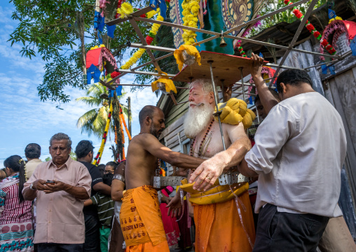 Devotee Kavadi Australian Bearer At Thaipusam Hindu Religious Festival In Batu Caves, Southeast Asia, Kuala Lumpur, Malaysia