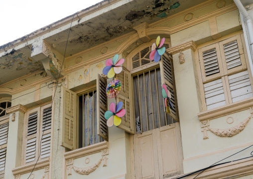 Old Colonial House Windows In The Unesco World Heritage Zone, Penang Island, George Town, Malaysia