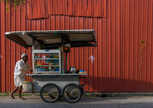 Street Food Seller Pushing A Cart, Penang Island, George Town, Malaysia