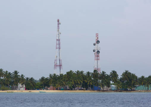 Mobile Phone Antennas, Eydhafushi Island, Baa Atoll, Maldives