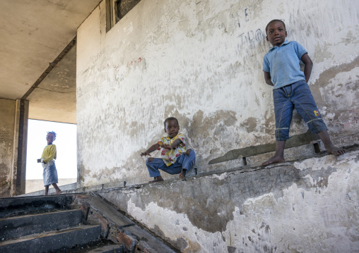 Kids Inside The Grande Hotel Slum, Beira, Sofala Province, Mozambique