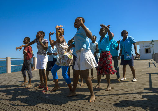 Girls Dancing On A Deck, Ilha de Mocambique, Nampula Province, Mozambique