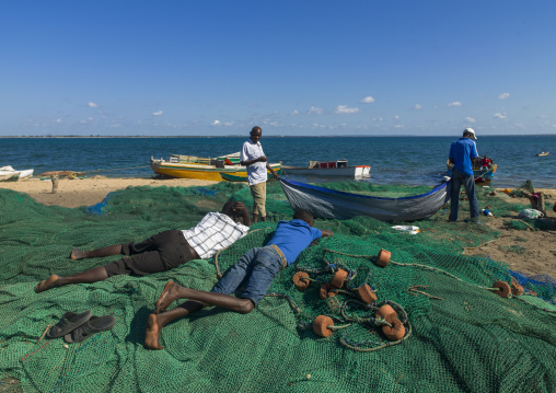 Fishermen On The Beach, Ilha de Mocambique, Nampula Province, Mozambique