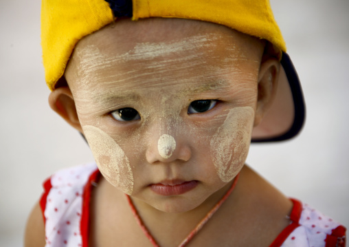 Little Girl With Thanaka On Cheeks, Rangoon, Myanmar
