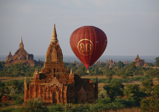 Air Baloon Over Temples And Pagodas In Bagan, Myanmar