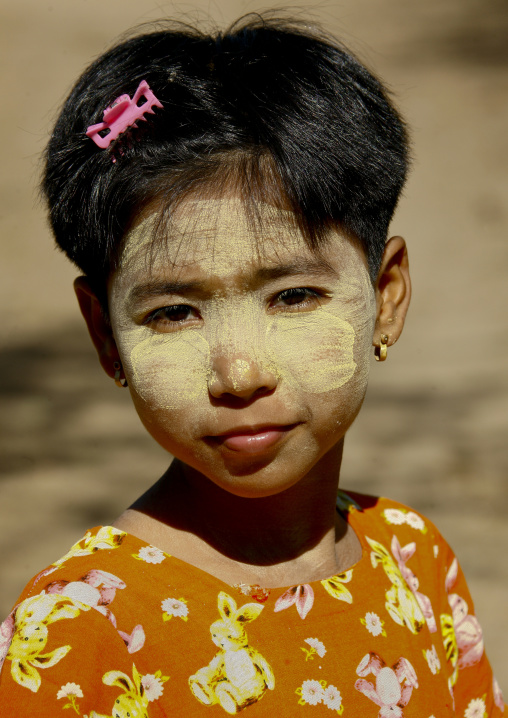Girl With Thanaka On Face, Bagan, Myanmar