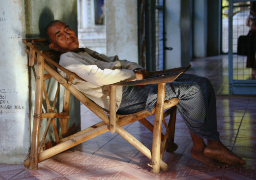 Man Sleeping On A Long Chair, Bagan, Myanmar