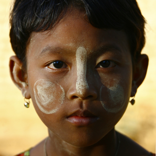 Girl With Thanaka On Cheeks, Bagan, Myanmar
