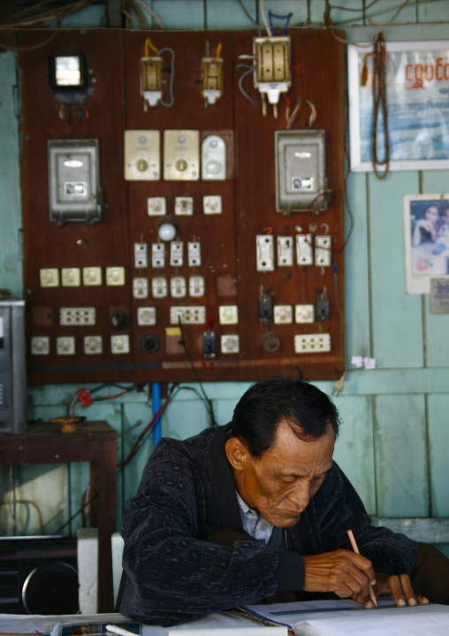 Man Working In An Office, Bagan, Myanmar
