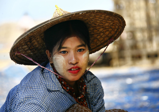 Woman With Thanaka On Cheeks, Ngapali, Myanmar