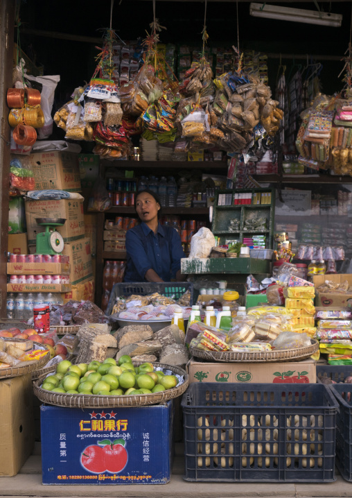 Woman In A Tiny Street Grocery,  Mindat, Myanmar