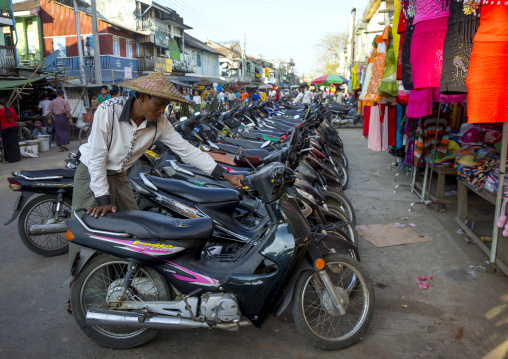 Man Parking His Moto, Sittwe, Myanmar