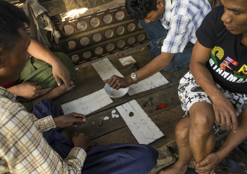 Men Playing A Board Game, Sittwe, Myanmar