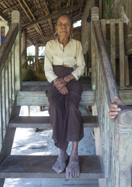 Old Woman With Huge Ear Rings, Mrauk U, Myanmar
