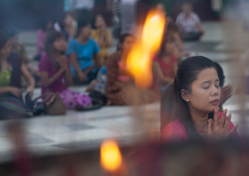 People Praying At The Shwedagon Pagoda, Yangon, Myanmar