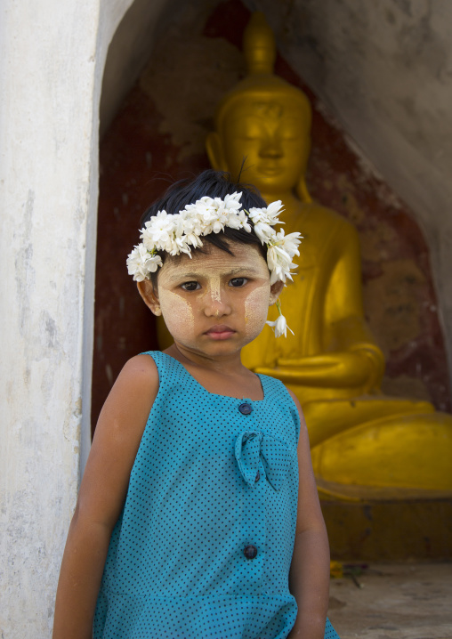 Little Girl With Flowers In The Hair, Bagan, Myanmar