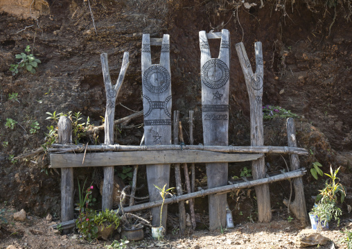 Y Shape Totems Representing The Animal Sacrifices, Mindat, Myanmar