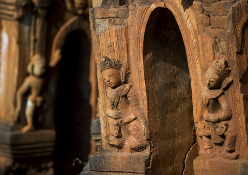 Statues In Shwe Inn Thein Paya Temple, Inle Lake, Myanmar