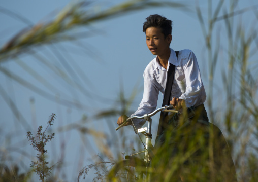 Boy Riding A Bicycle On The Banks, Inle Lake, Myanmar