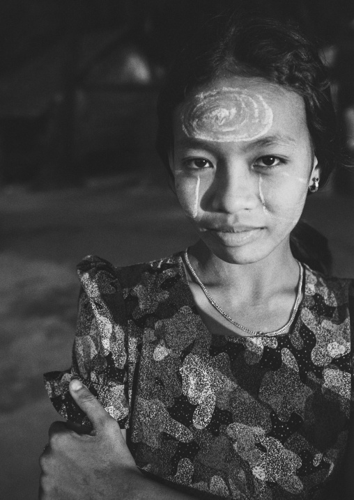 Burmese Young Woman With Thanaka On Her Face, Ngapali, Myanmar