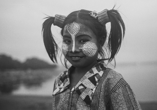 Cute Girl With Thanaka On Cheeks, Yangon, Myanmar
