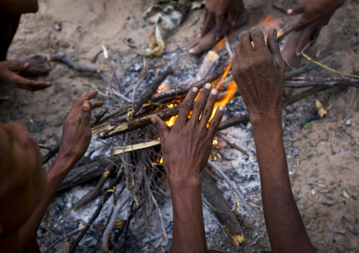 Bushman Hands Around A Fire, Tsumkwe, Namibia