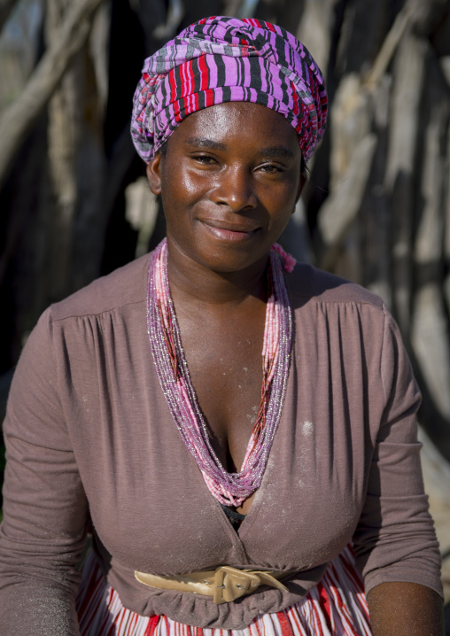 Ovambo Woman With Traditionnal Clothing, Ondangwa, Namibia