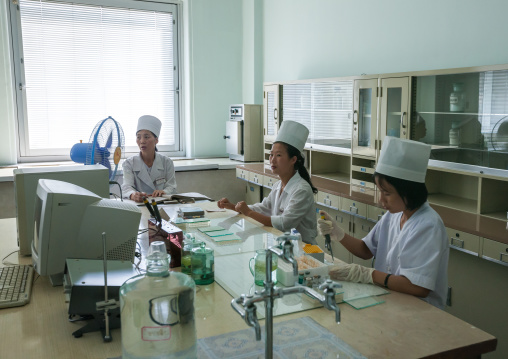 Laboratory assistants in a maternity hospital, Pyongan Province, Pyongyang, North Korea