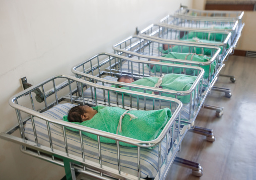 Newborn babies in a maternity, Pyongan Province, Pyongyang, North Korea