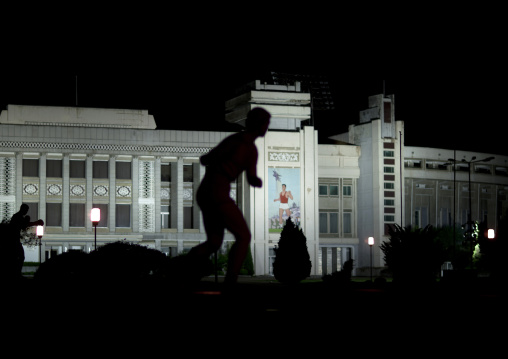 Rungrado first of may stadium at night, Pyongan Province, Pyongyang, North Korea