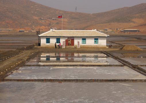 Traditional salt ponds i front of a house, South Pyongan Province, Nampo, North Korea