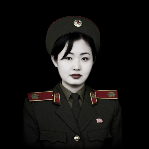 North Korean guide from the victorious fatherland liberation war museum called miss Kim, Pyongan Province, Pyongyang, North Korea