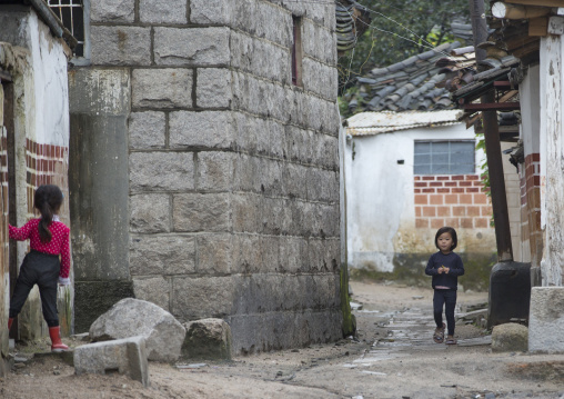North Korean children in the old quarter, North Hwanghae Province, Kaesong, North Korea